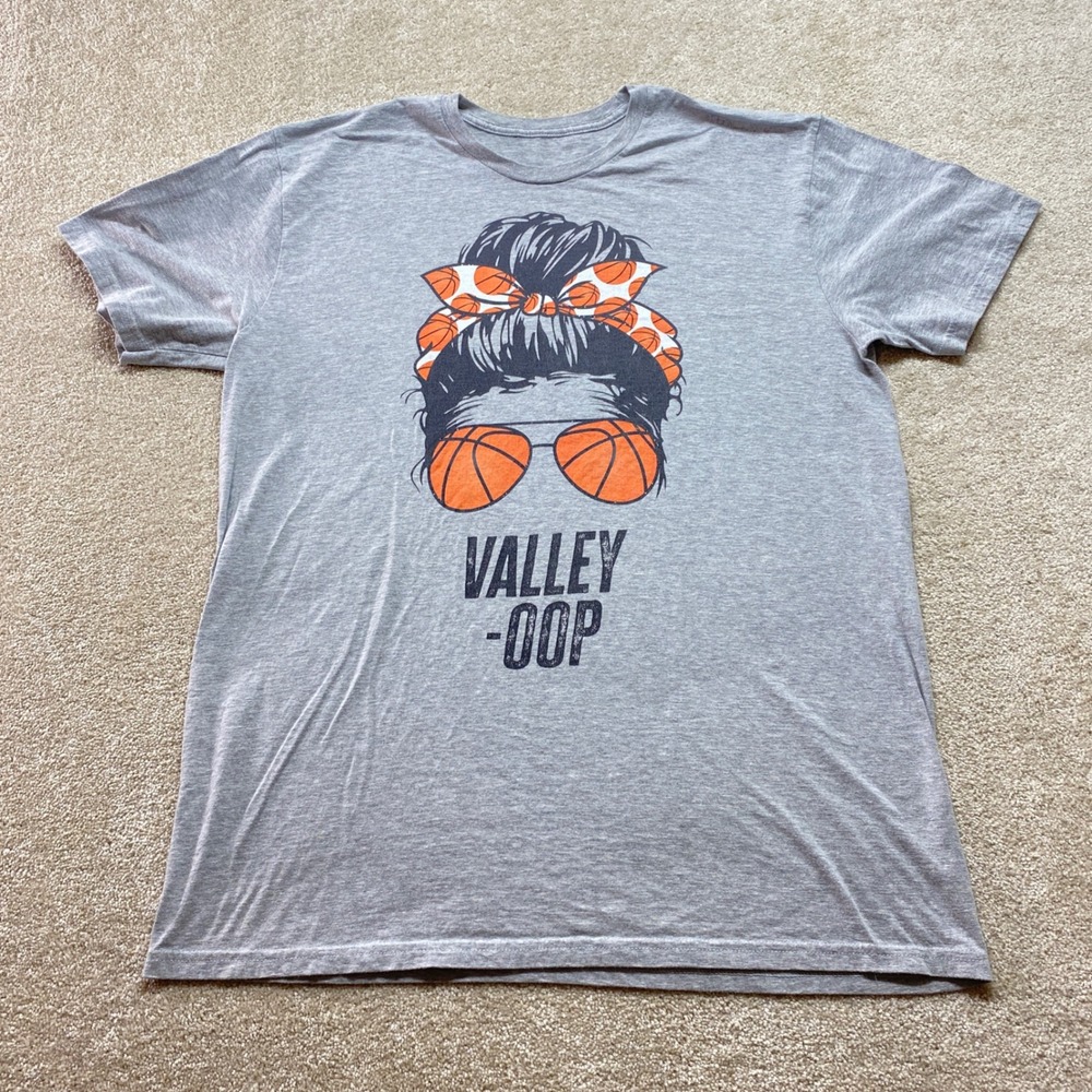Valley OOP Shirt Mens XL Gray Basketball Messyโ Bun Sunglasses Graphic Tee